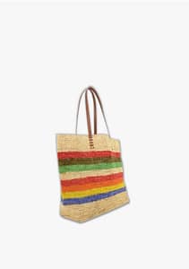 Handmade Crocheted Striped Raffia Bag