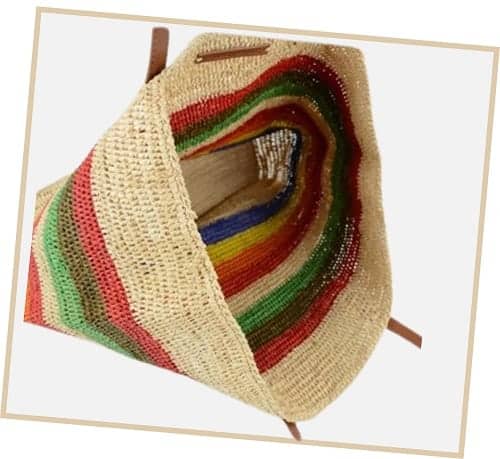 Handmade Crocheted Striped Raffia Bag