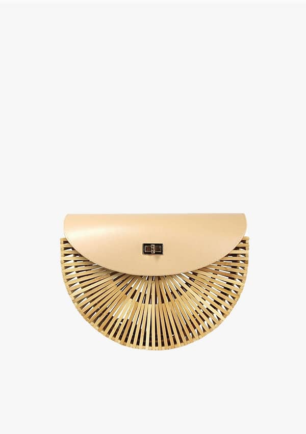 Boho Hollow Bamboo - cream clutch bag