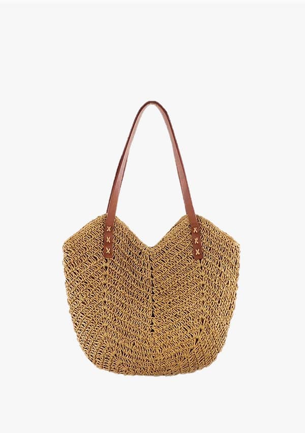 Luxe Rattan V Tote Handbag - biege