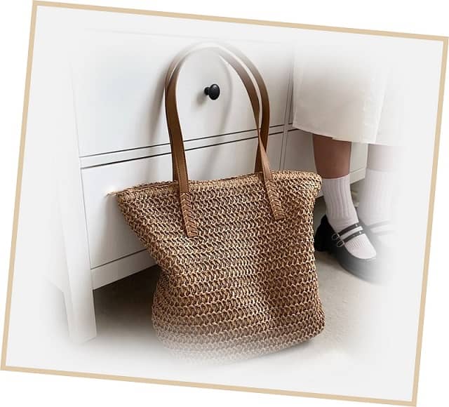 Luxe Rattan L Tote Handbag C