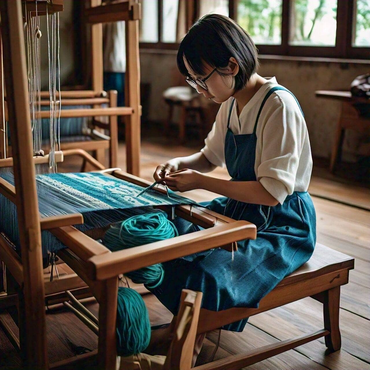 Weaving tote bag from yarn
